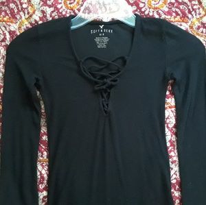 Black ribbed bodysuit